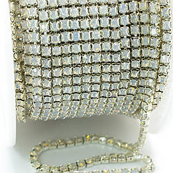 Стразовий ланцюг ss6 (2 мм) 1 м White opal silver