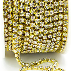 Стразовий ланцюг ss10 (2,8 мм) 1 м Crystal gold