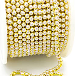 Перлинний ланцюг ss8 (2,5 мм) 1 м White Z24 gold