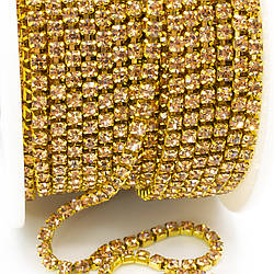 Стразовий ланцюг ss8 (2,5 мм) 1 м LCT gold