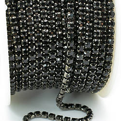 Стразовий ланцюг ss8 (2,5 мм) 1 м Jet nickel