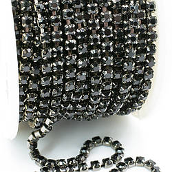 Стразовий ланцюг ss10 (2,8 мм) 1 м Jet nickel