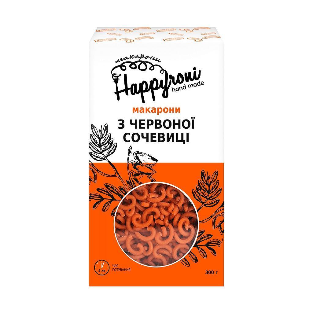 Макарони міні-трубочки з червоної сочевиці 300г Happyroni