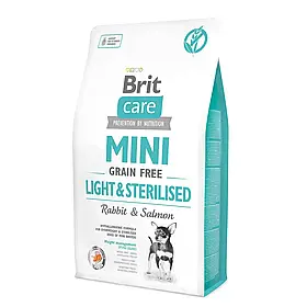 Сухий корм для собак мініатюрних порід стерилізованих Brit Care Mini GF Light & 2 кг (лосось і кролик)