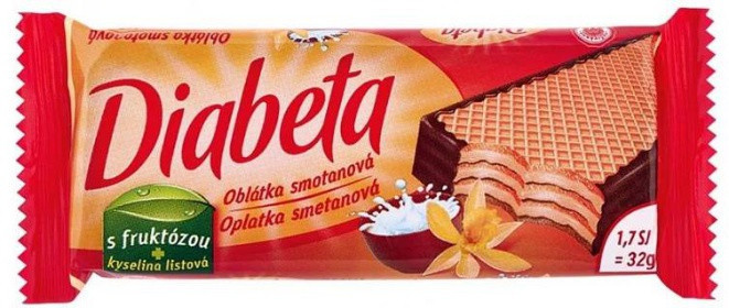 Вафлі діабетичні з сметанною начинкою та ванількою 32г Diabeta