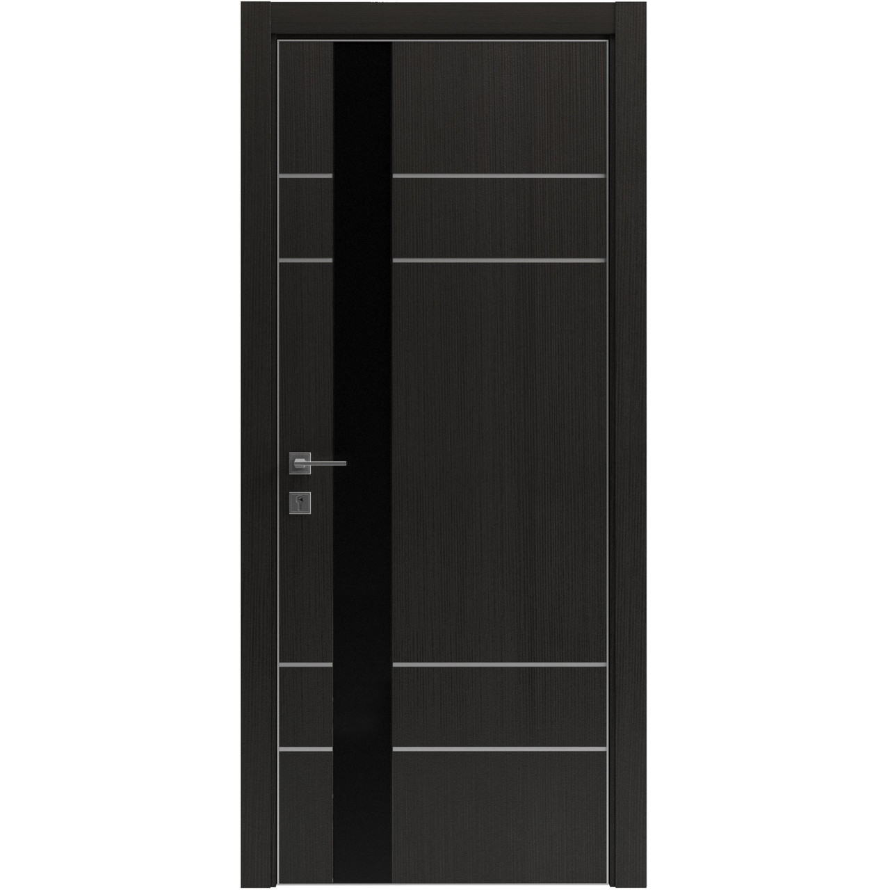 Двері колекції Modern модель Flat 05 Alum, (з вставкою зі скла) Венге