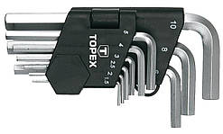 Topex 35D955 Ключi шестиграннi HEX 1.5-10 мм, набiр 9 шт.*1 уп.