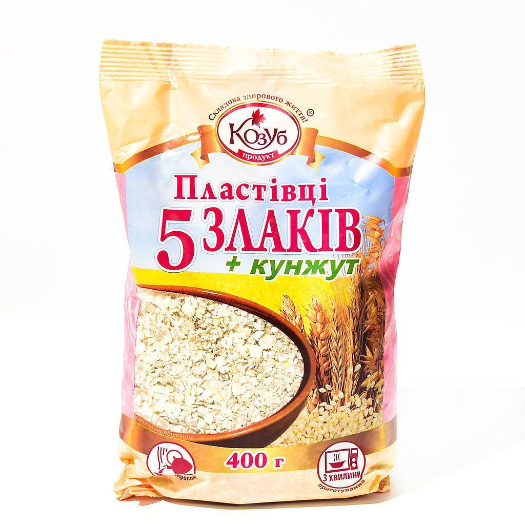 Пластівці вівсяні 5 злаків з насінням кунжуту 400г Козуб