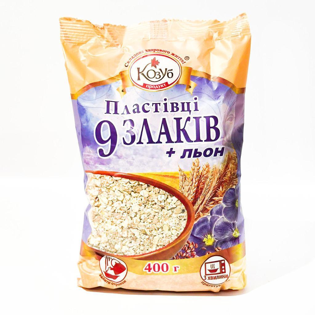 Пластівці вівсяні 9 злаків з насінням льону 400г Козуб