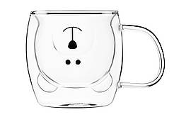 ARDESTO Набір чашок із ручками Animals з подвійними стінками 250 мл, 2 шт., боросилікатне скло