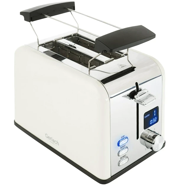 Тостер з LCD дисплеєм та підставкою для підігріву Gerlach GL 3221 cream