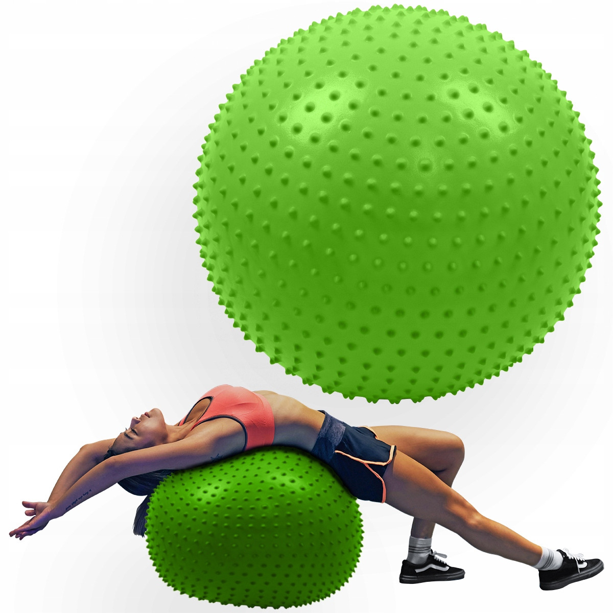 М'яч для фітнесу (фітбол) масажний SportVida 65 см Anti-Burst SV-HK0293 Green, фото 1