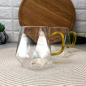 Чашка з алмазним гравіруванням 320мл з золотистою ручкою, фото 2