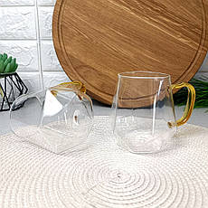 Чашка з алмазним гравіруванням 320мл з золотистою ручкою, фото 4