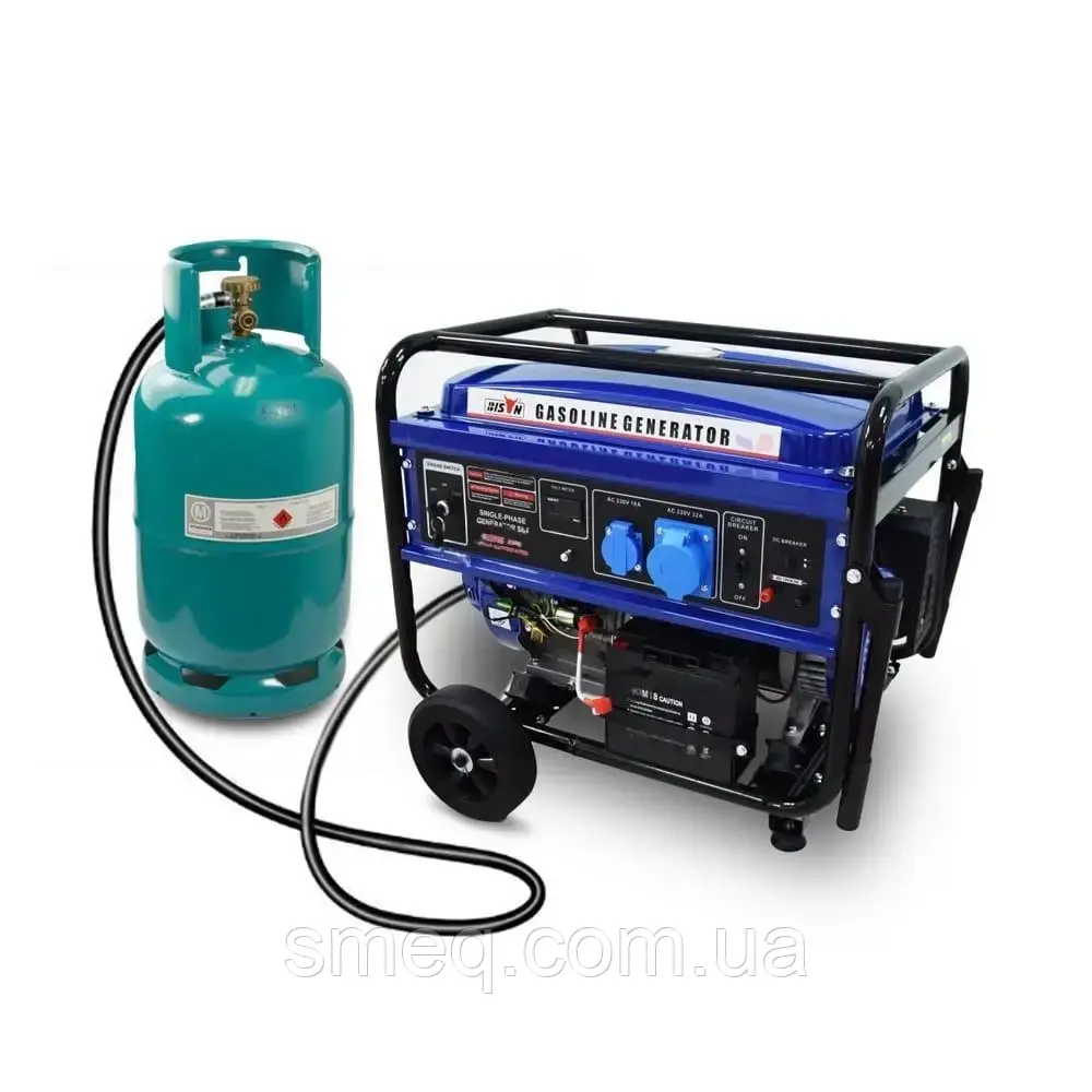 Бензиновий + газовий генератор BISON BS6500LE максимальна потужність 5 кВт / 5.5 кВт, фото 1