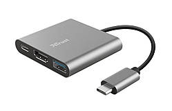 Trust Dalyx 3-in-1 Multiport USB-C Adapter ALUMINIUM