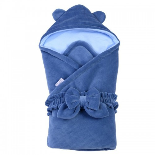 Конверт-ковдра Baby Veres з капюшоном 80х80 см – Velour deep blue
