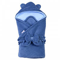 Конверт-одеяло с капюшоном Baby Veres Velour deep blue 80х80 см