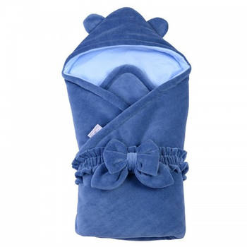Конверт-ковдра Baby Veres з капюшоном 80х80 см – Velour deep blue