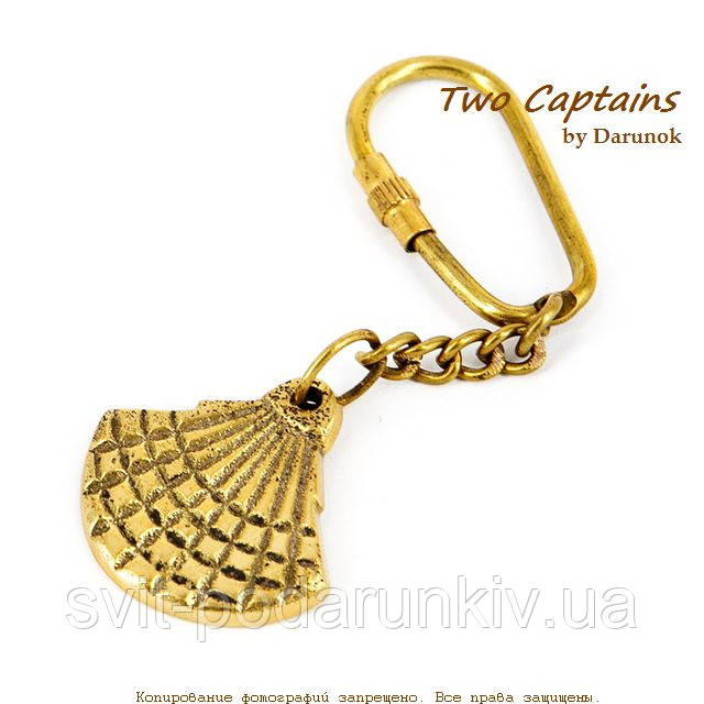 Морський брелок раковина з латуні з карабіном NIS037, фото 1