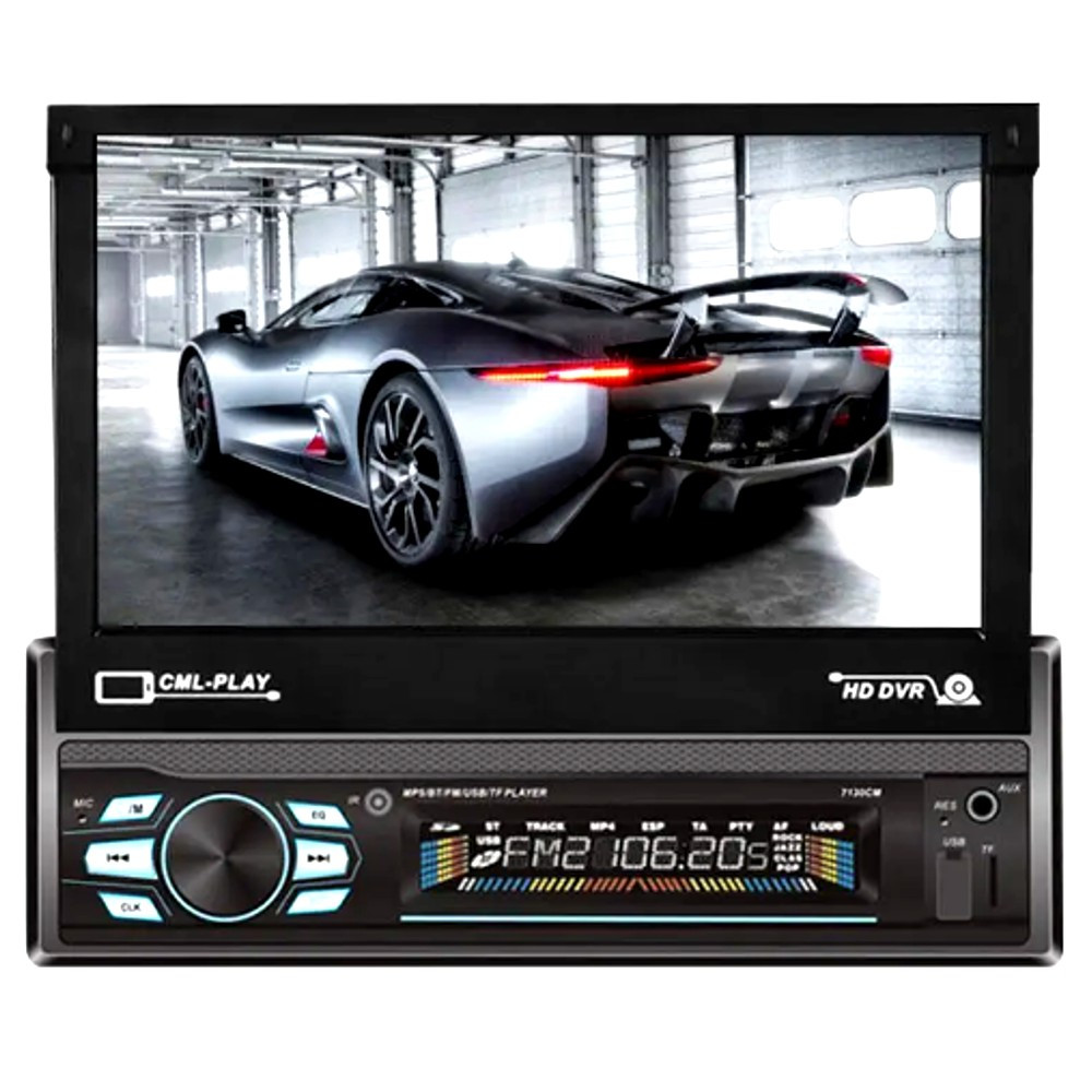 Автомагнітола 1DIN з висувним екраном, магнітола з виїзним сенсорним монітором, USB, Bluetooth, фото 1