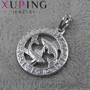 Кулон женский знак зодиака близнецы серебро фирмы Xuping Jewelry медицинское золото диаметр 19 мм