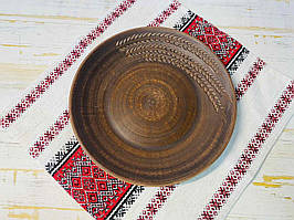 Керамічна тарілка різьба Керамклуб з червоної глини 21 см