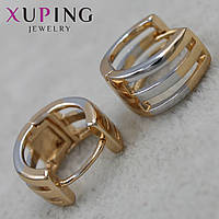 Серьги колечки диаметр 14 мм толщина 7 мм позолота фирма Xuping Jewelry прорези серебра