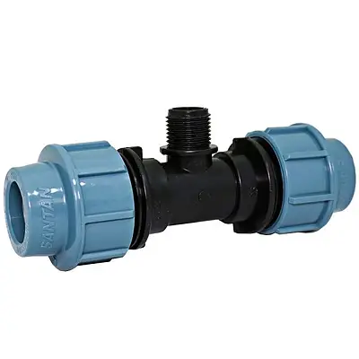 Трійник зажимний із зовнішньою різьбою 25х1/2"х25, компресійні фітинги для труб