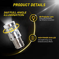 LED 6000K 1500L лінза авто лампочки двоконтактні стоп габарит білі