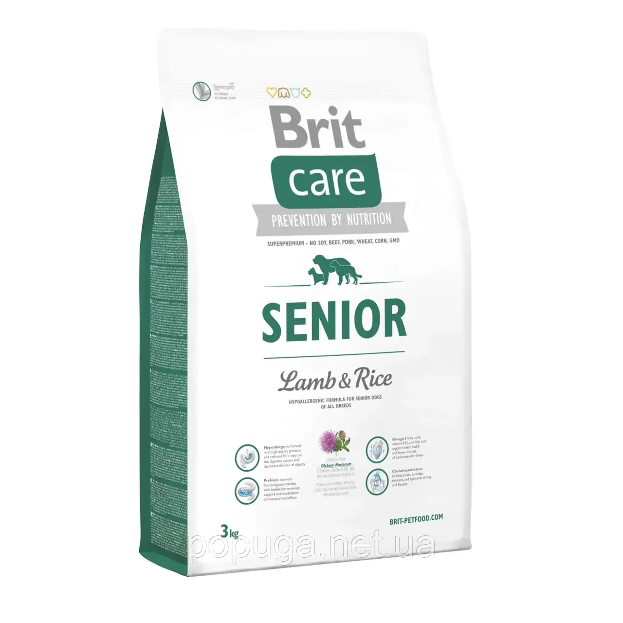 Сухий корм для літніх собак усіх порід Brit Care Senior Lamb & Rice 3 кг (ягня та рис)