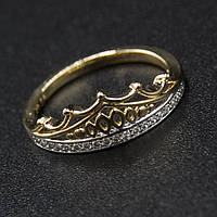 Кольцо золотистое тонкое Xuping Jewelry медицинское золото корона с белыми кристаллами 18К