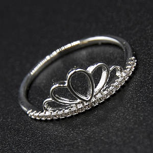 Кольцо серебристого цвета тонкое Xuping Jewelry медицинский сплав корона с белыми хрустальными камушками 18К