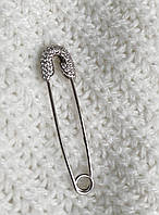 Булавка шпилька, родована, з мілкими камінцями, срібло 925 проба