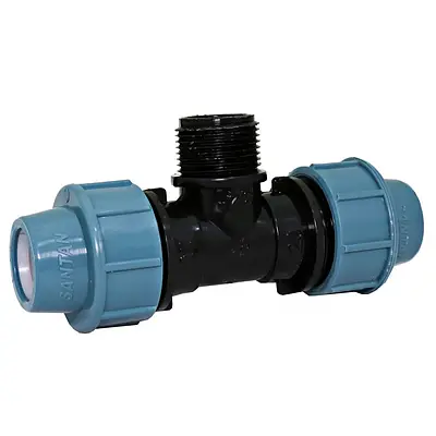 Трійник зажимний із зовнішньою різьбою 20х1/2"х20, компресійні фітинги для труб