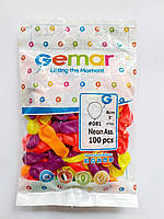 Повітряні кулі неонові Gemar бомбочка асорті 8 см 100 шт