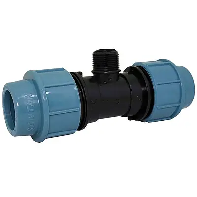 Трійник зажимний із зовнішньою різьбою 32х3/4"х32, компресійні фітинги для труб