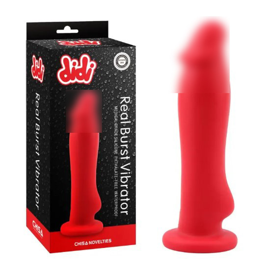 Вібратор червоний на присоску Real Burst Vibrator | Puls69, фото 1