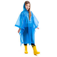 Детский дождевик пончо от дождя многоразовый на кнопках Sp-Sport Рост 120-160 см Синий (1020)