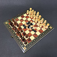 Набір ігор Шахи, шашки, нарди 3 в 1 дерев'яні магнітні ZOOCEN Шахова дошка 24 x 24 см (ZC024A)