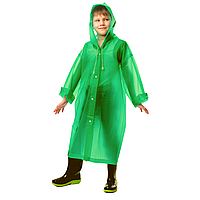 Детский плащ-дождевик длинный от дождя многоразовый на кнопках Sp-Sport Рост 120-160 см Зеленый (1010)