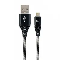 Дата-кабель Cablexpert Premium Cotton Braided CC-USB2B-AMMBM-1M-BW 1m USB (тато) - microUSB (тато) Black