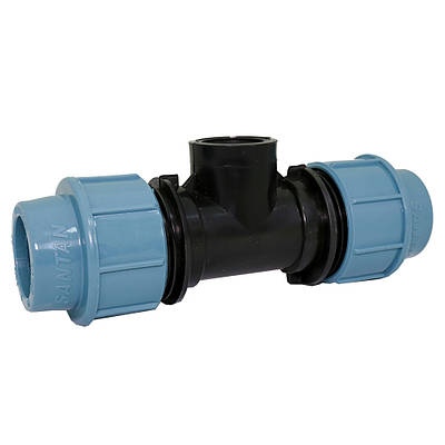 Трійник зажимний із внутрішньою різьбою 20х1/2"х20, фітинги для ПНД труб