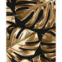 Картина за номерами Золоті листки монстери на чорному розміром 40х50 см Strateg