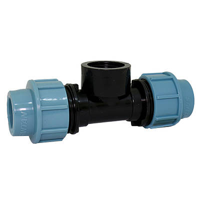 Трійник зажимний із внутрішньою різьбою 20х3/4"х20, фітинги для ПНД труб