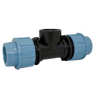 Трійник зажимний із внутрішньою різьбою 32х1"х32, фітинги для ПНД труб