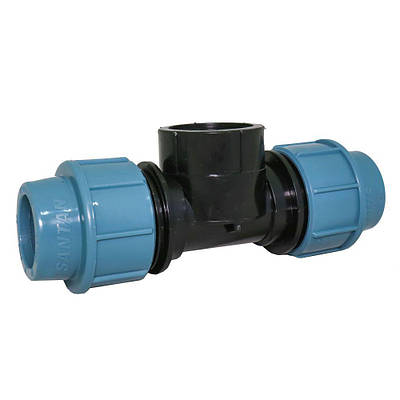 Трійник зажимний із внутрішньою різьбою 32х1 1/4"х32, фітинги для ПНД труб