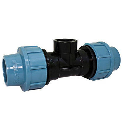 Трійник зажимний із внутрішньою різьбою 40х1"х40, фітинги для ПНД труб