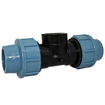 Трійник зажимний із внутрішньою різьбою 40х1 1/4"х40, фітинги для ПНД труб