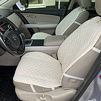 Накидка на сидіння водія з Алькантари Lux ПАЙКА Квадратний ромб ніжно кремовий Преміум+ 1 передня